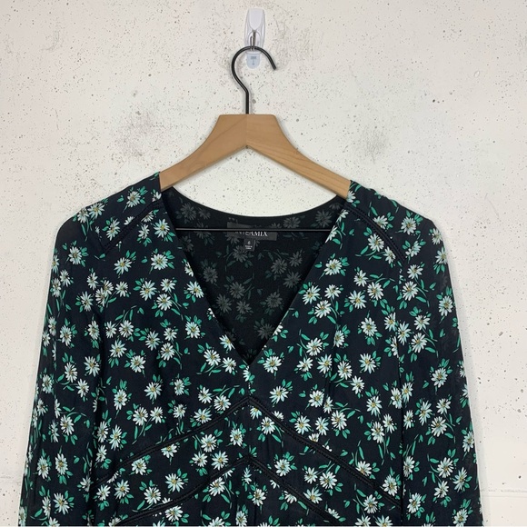 Intermix Long Midi Silk Deep VNeck Floral Dress Size 6 - Picture 2 of 15